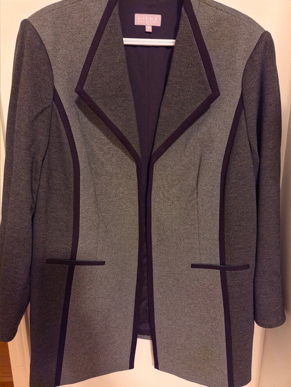 Open-Front Two-Tone Gray and Dark Gray Women's Jacket